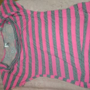 Pink and grey striped t-shirt sz xl